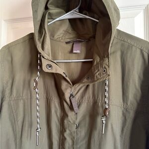 Eddie Bauer Olive Green Utility Jacket with Hood Womens 2XL